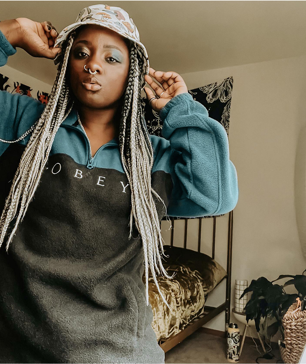 Obey Channel Black & Teal Tech Fleece Sweatshirt