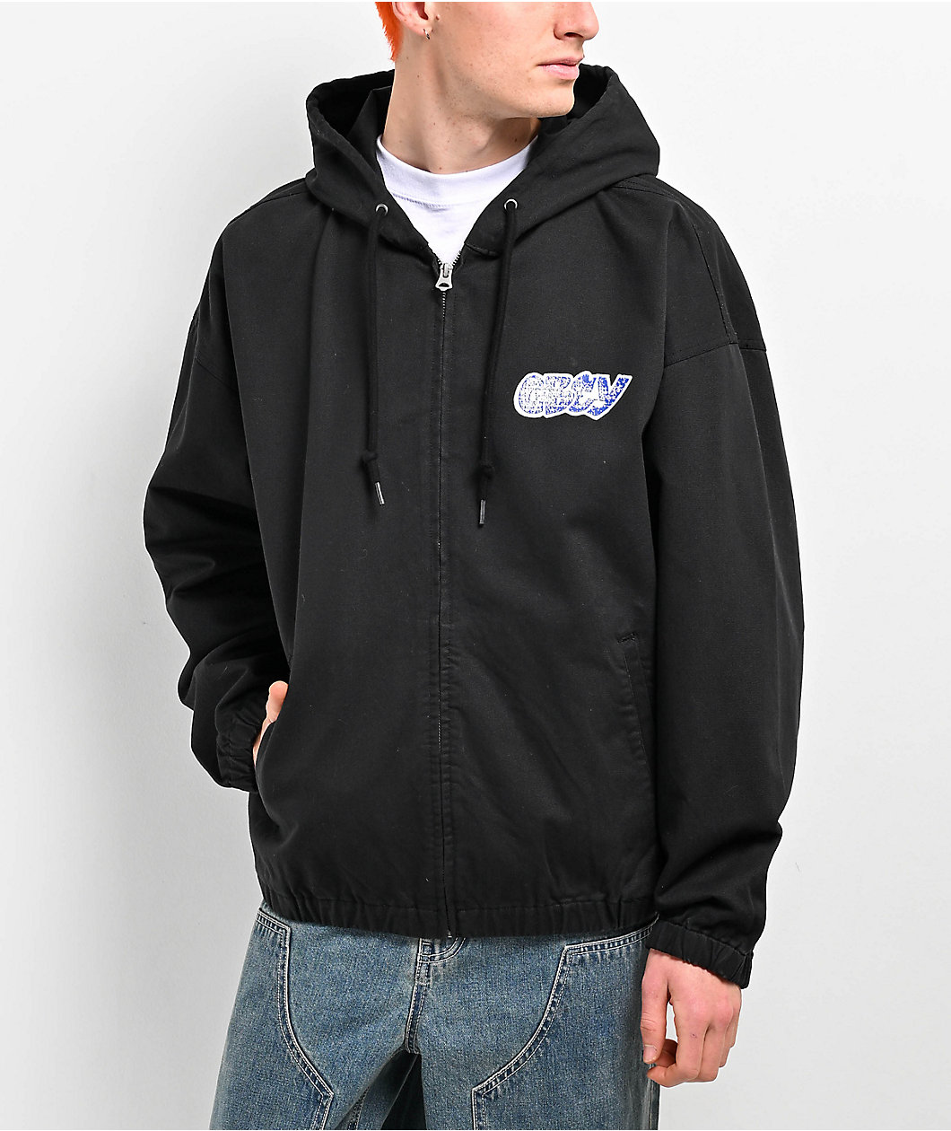 Obey City Watchdog Black Hooded Work Jacket