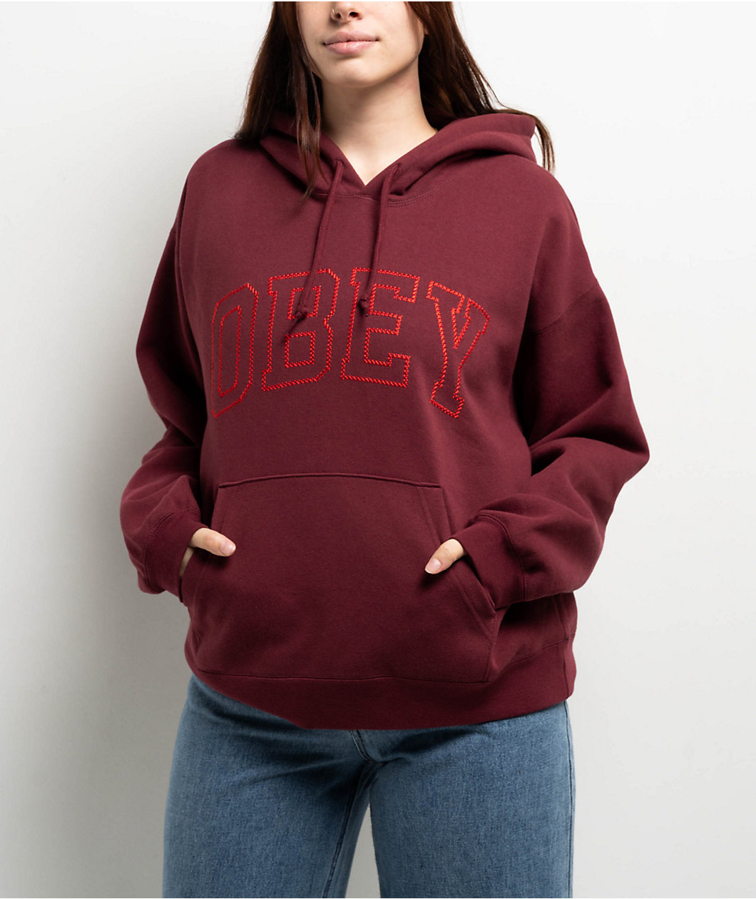 Obey red hoodie best sale