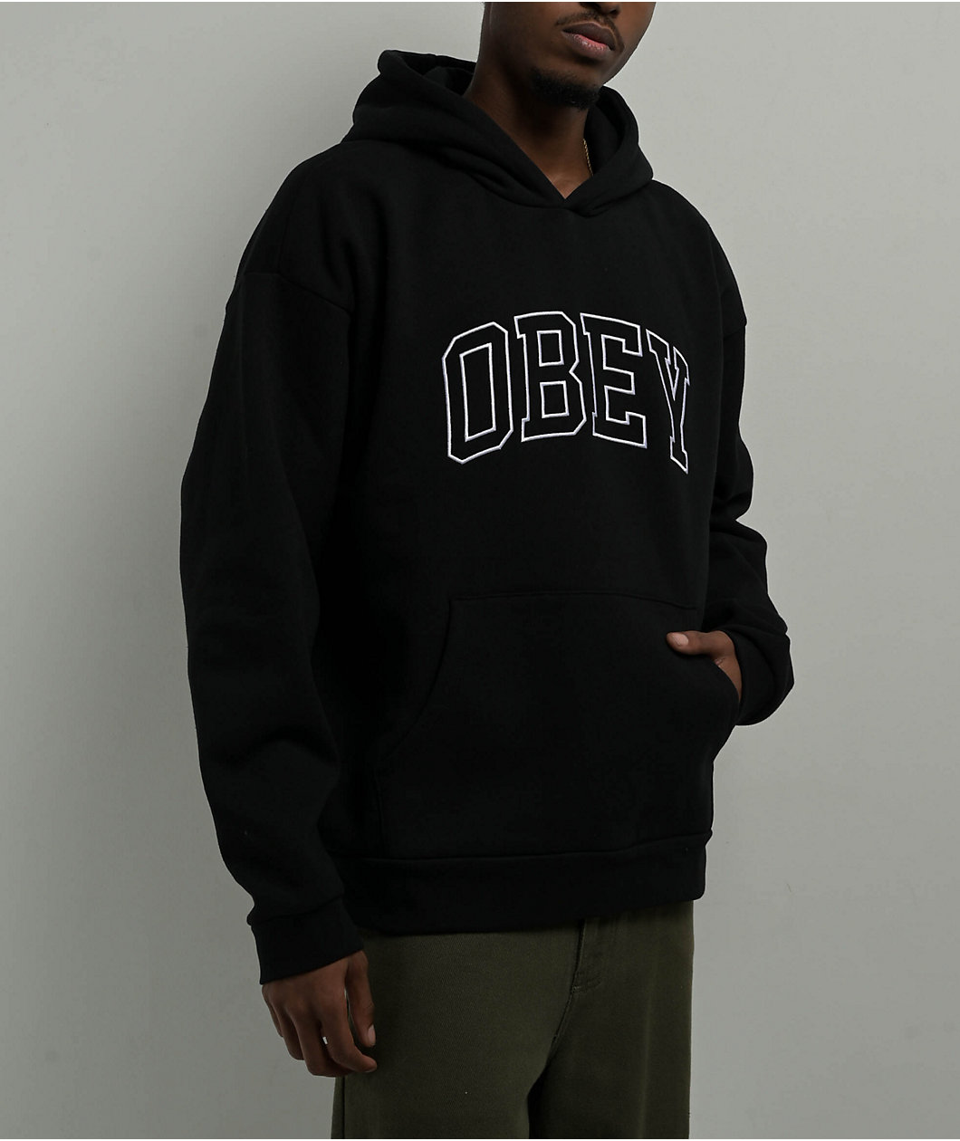 Obey Collegiate Logo Black Hoodie