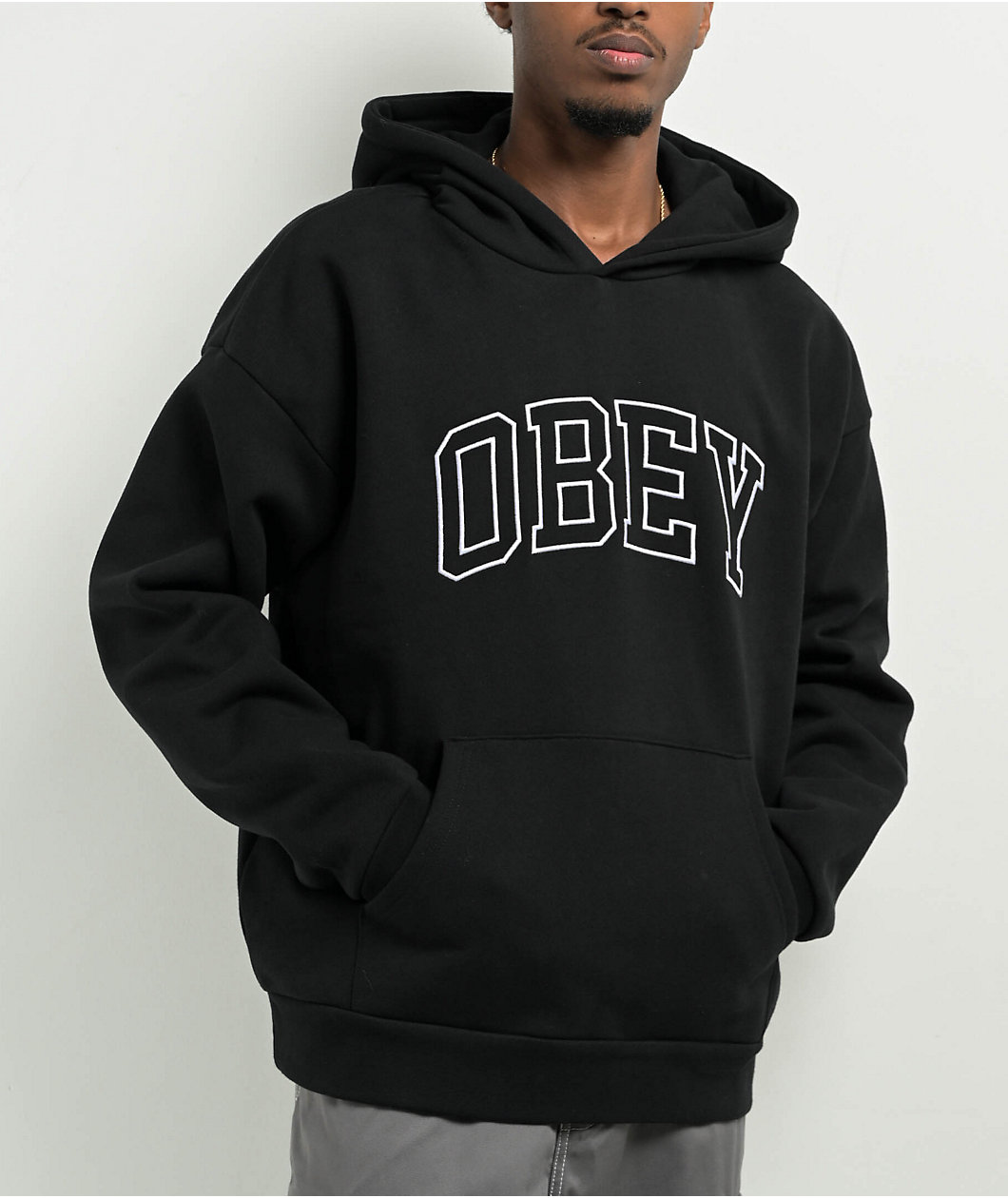 Obey Collegiate Logo Black Hoodie