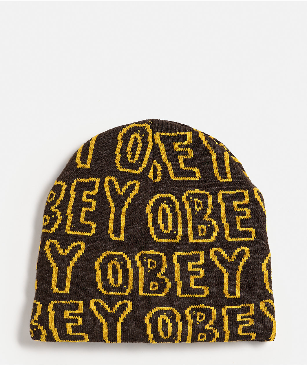 Obey Common Dark Brown Skully Beanie
