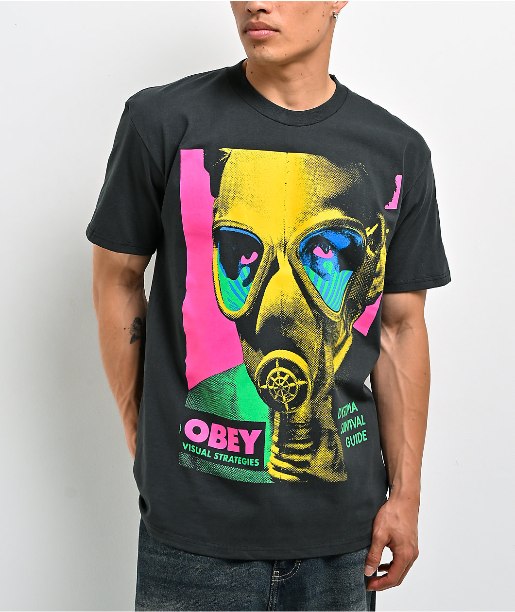 Obey Gas Mask Charcoal T-Shirt