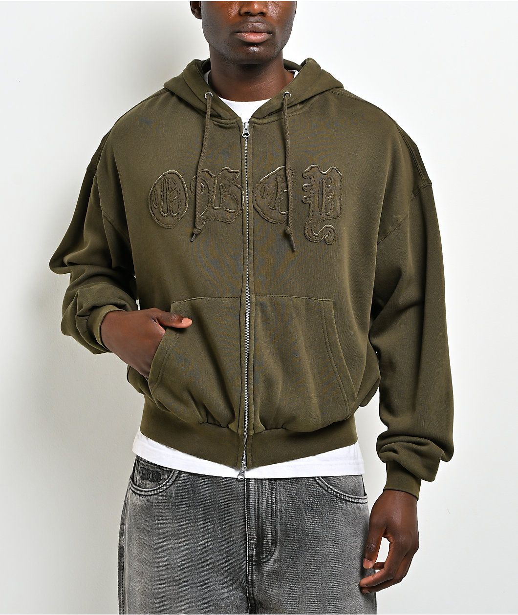 Obey Gothic Green Zip Hoodie
