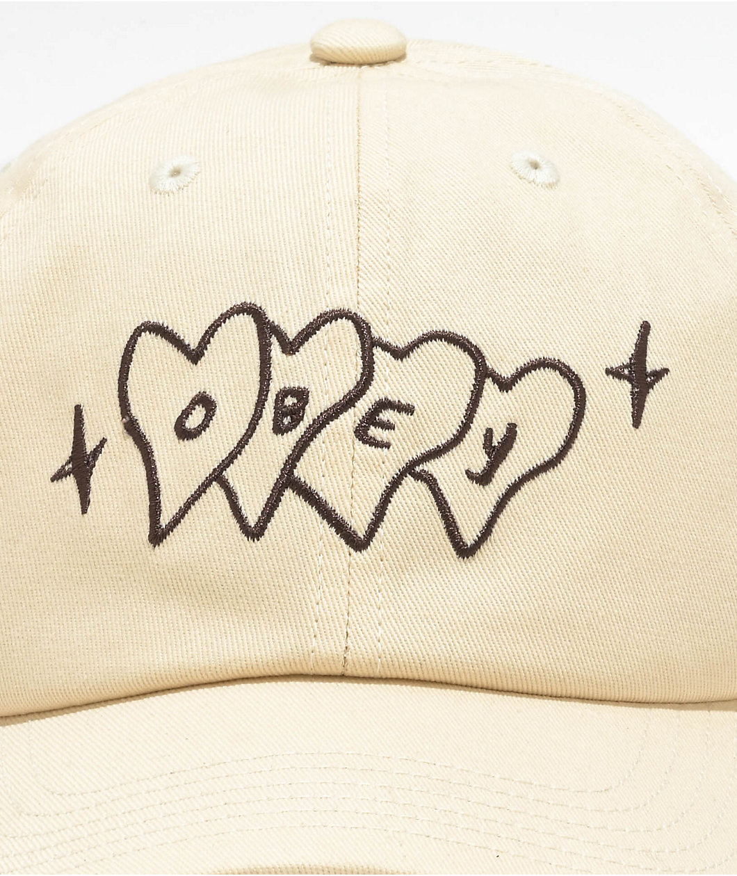 Obey Hearts Natural Strapback Hat