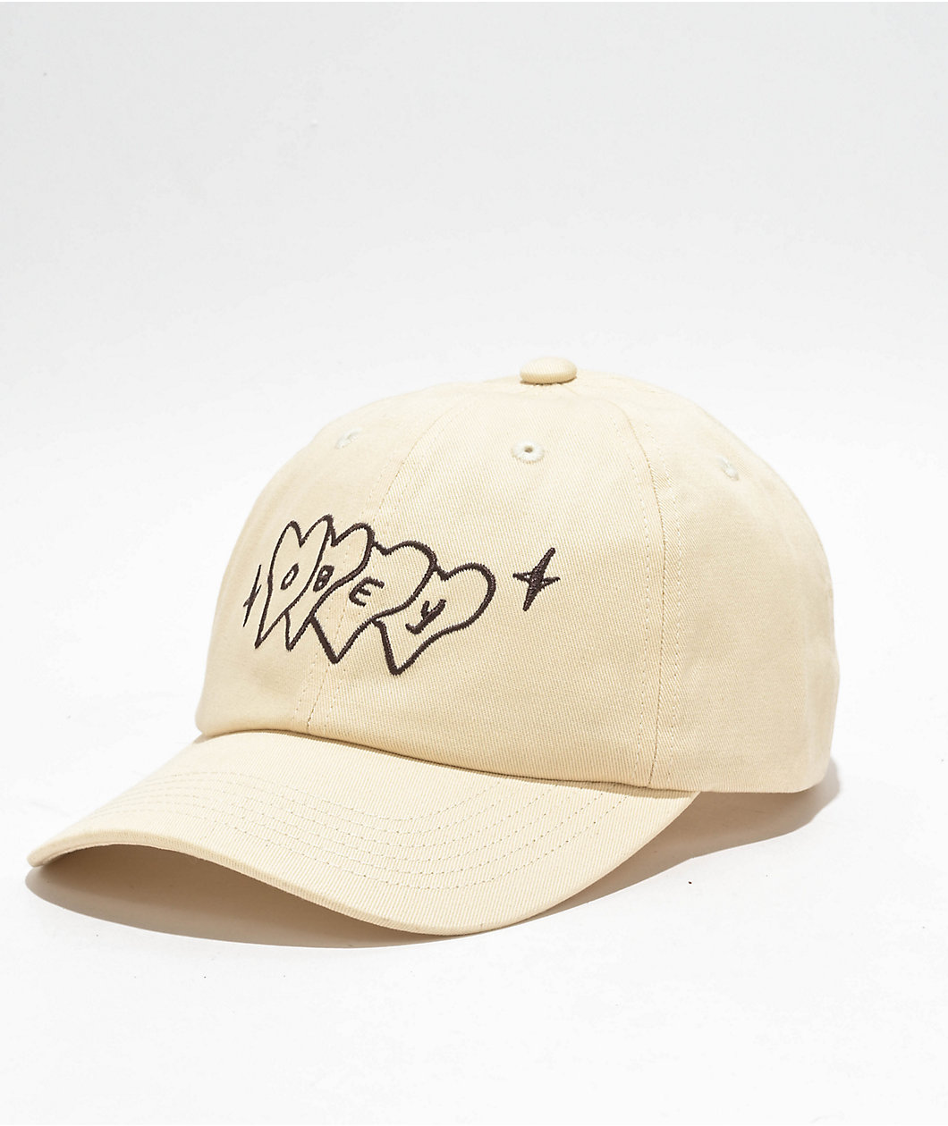 Obey Hearts Natural Strapback Hat