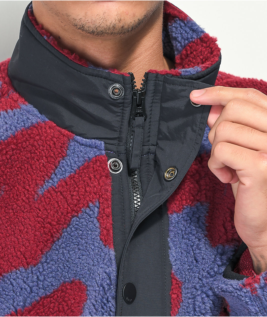 Obey Hense Purple & Red Sherpa Jacket