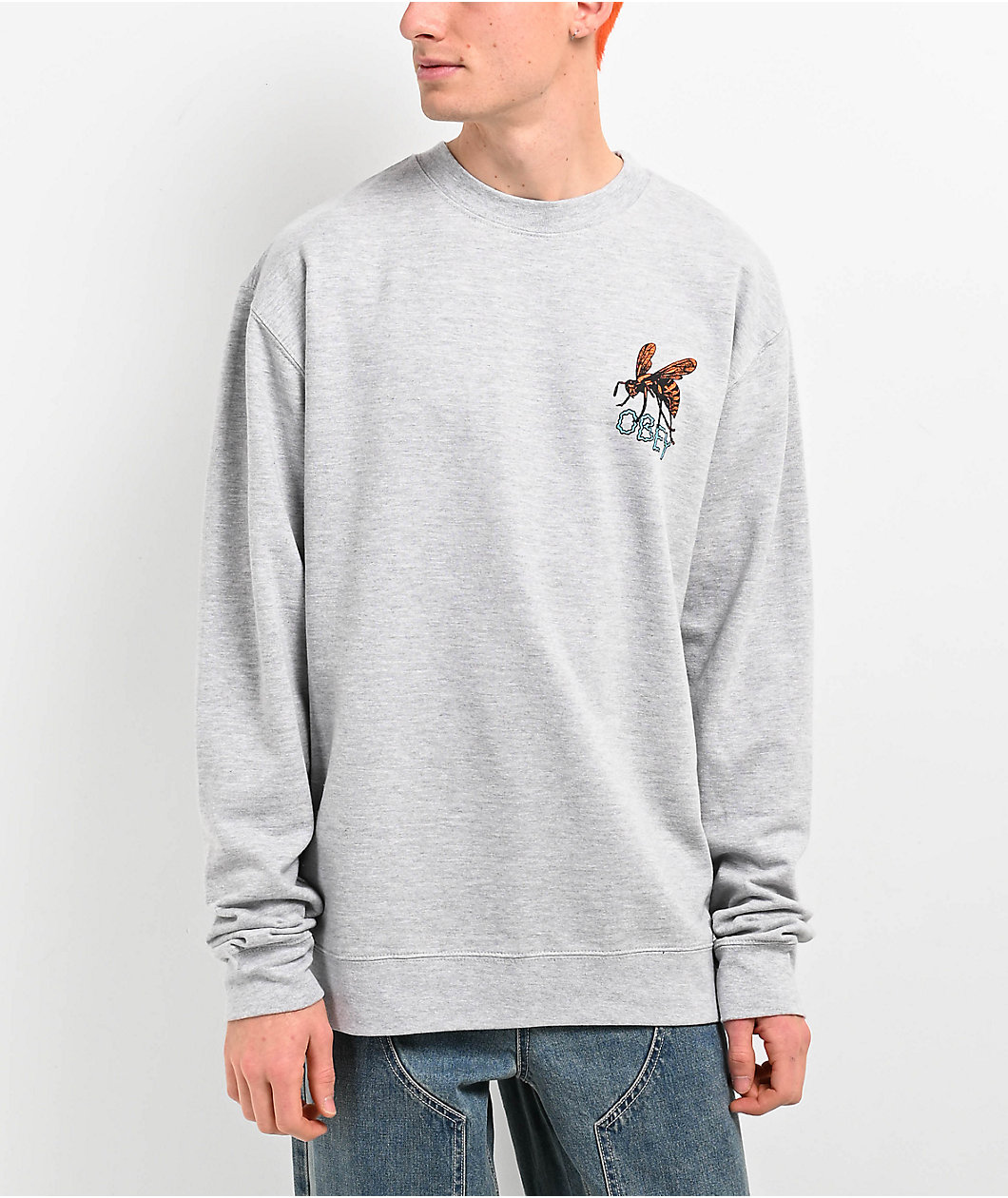 Obey Hornet Grey Crewneck Sweatshirt