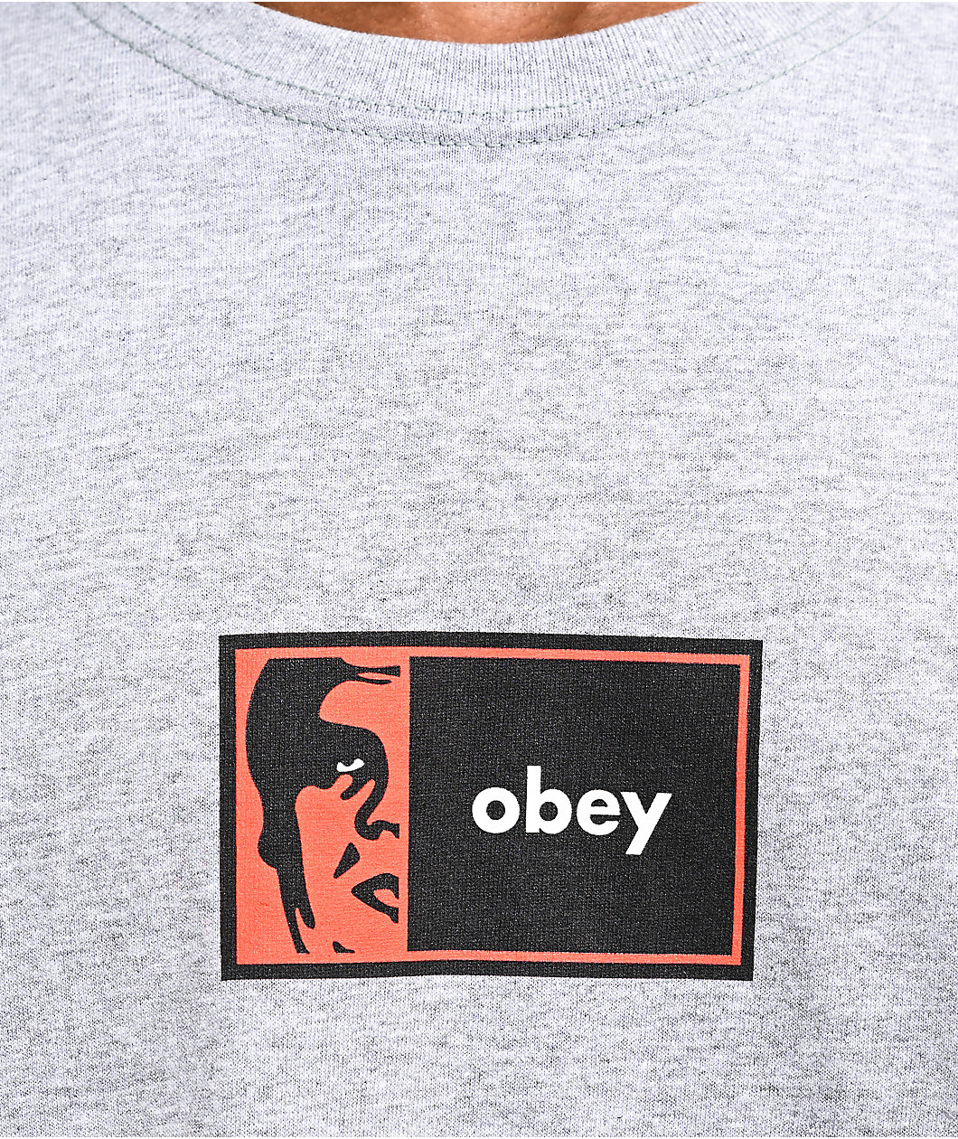 Obey Icon Bar Heather Grey T-Shirt