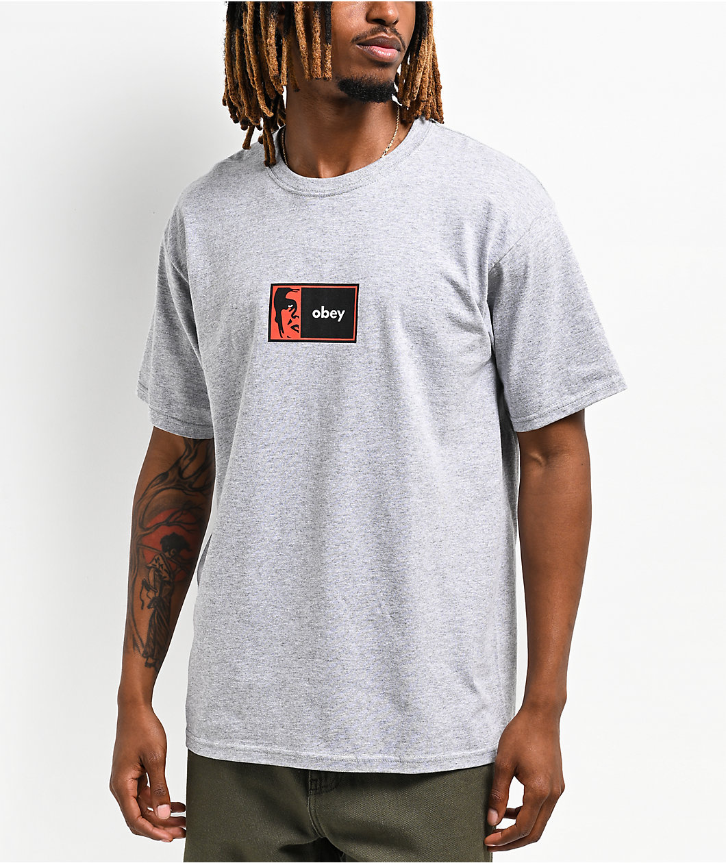 Obey Icon Bar Heather Grey T-Shirt