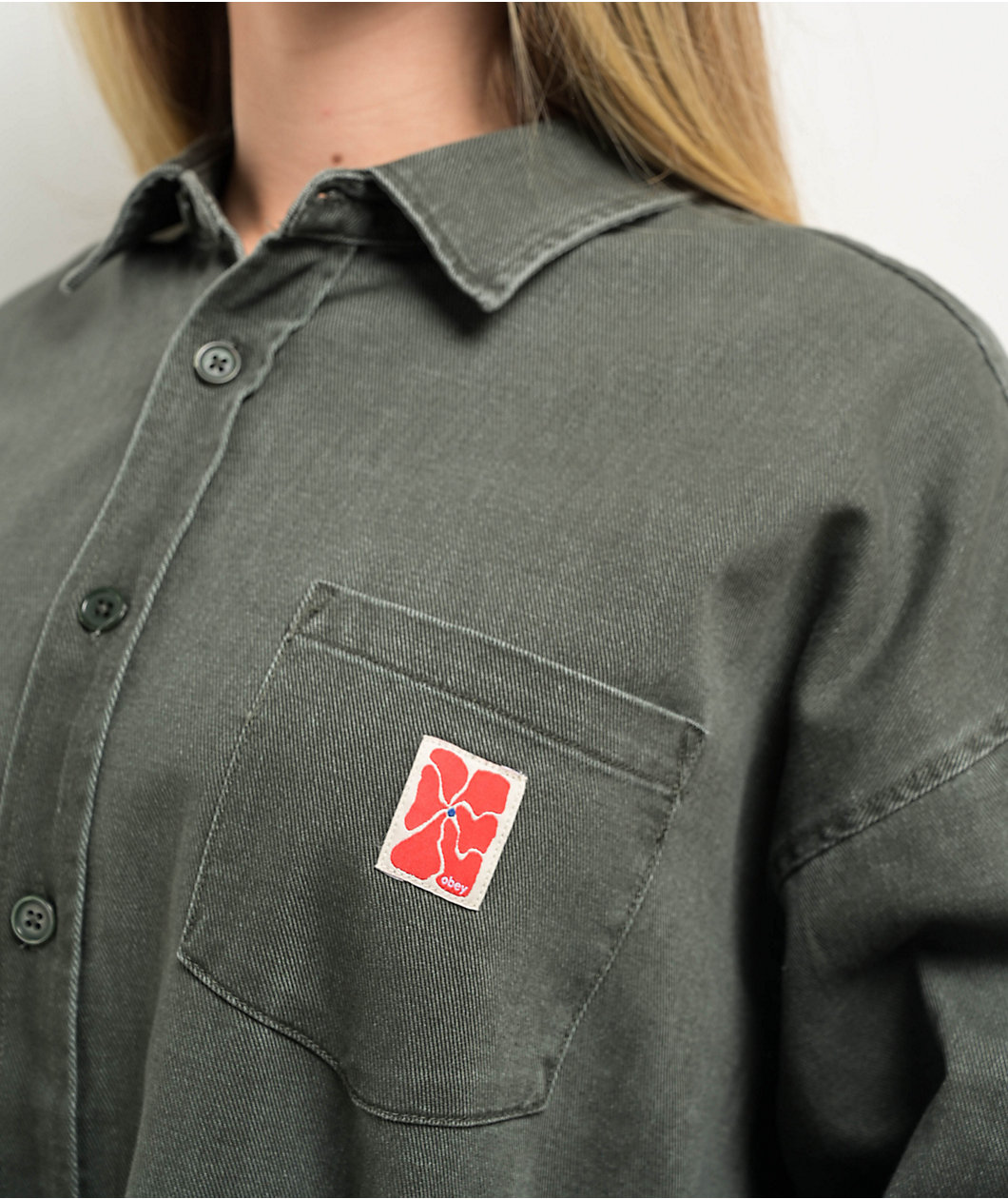 Obey Jones Charcoal Long Sleeve Button Up Shirt