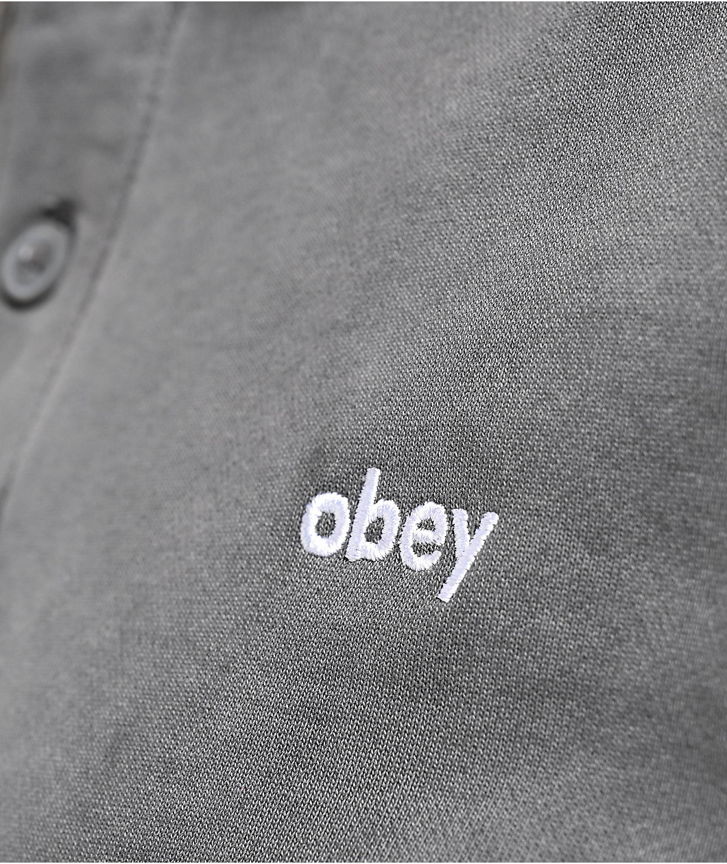 Obey Lowercase Black Pigment Dye Long Sleeve Polo Shirt