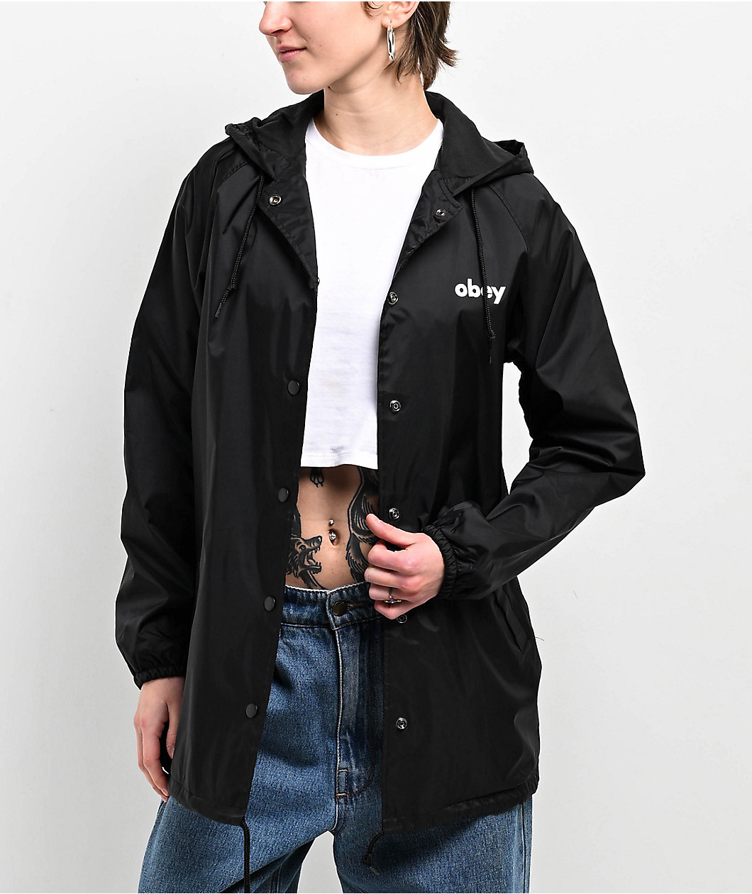 Obey Lowercase Black Windbreaker Jacket