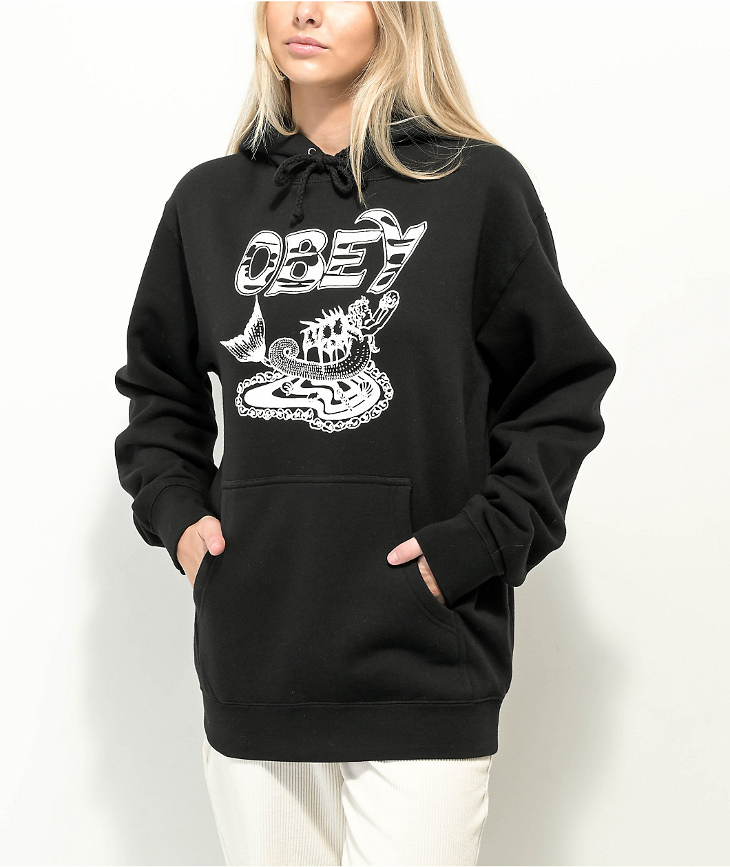 Obey Mermaid Thorns Black Hoodie