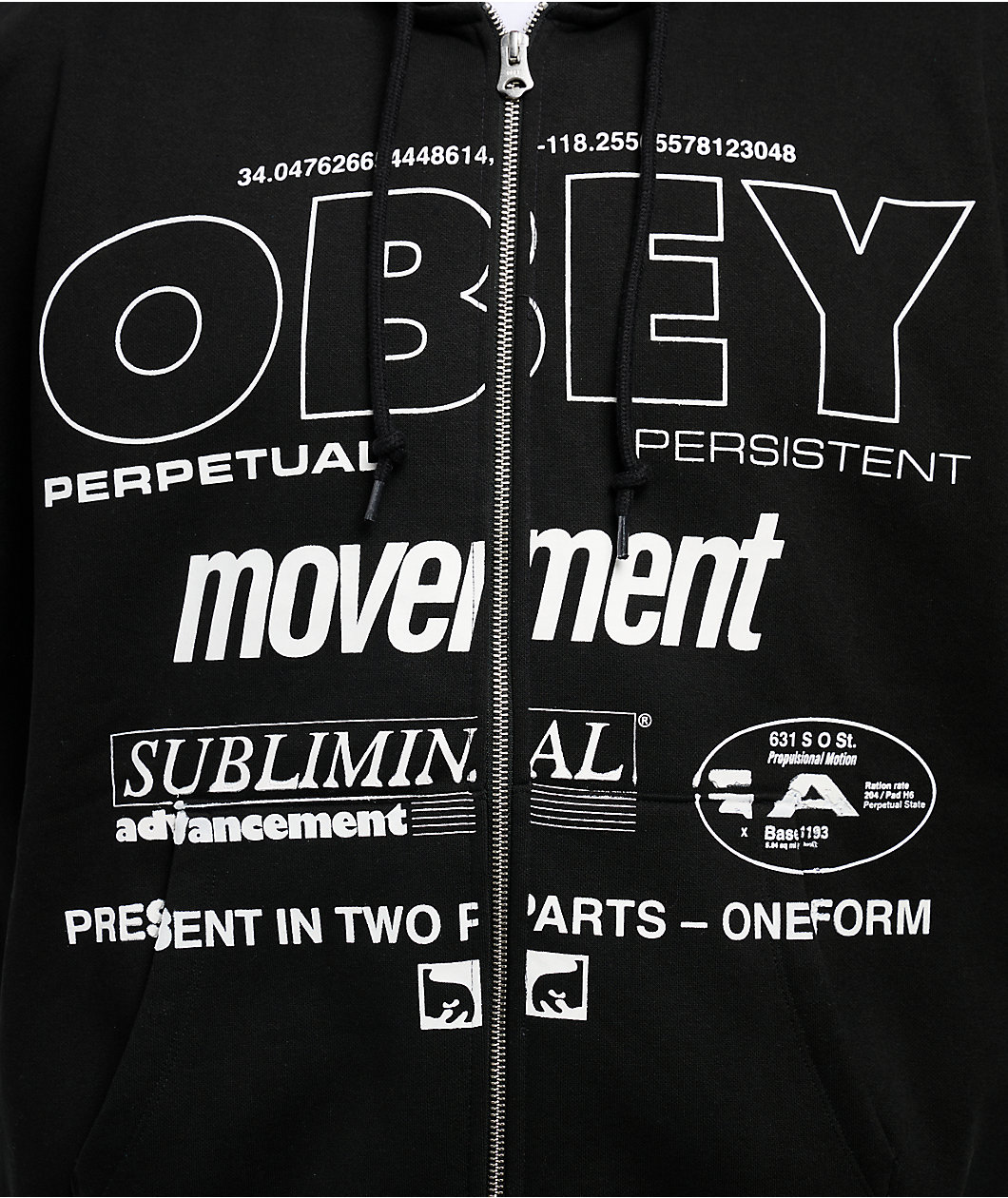 Obey Persistent Movement Black Zip Hoodie