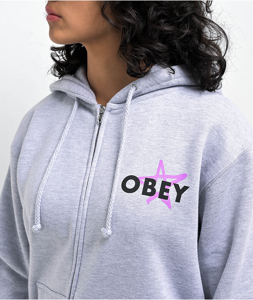 Obey Star Cities Grey Zip Hoodie