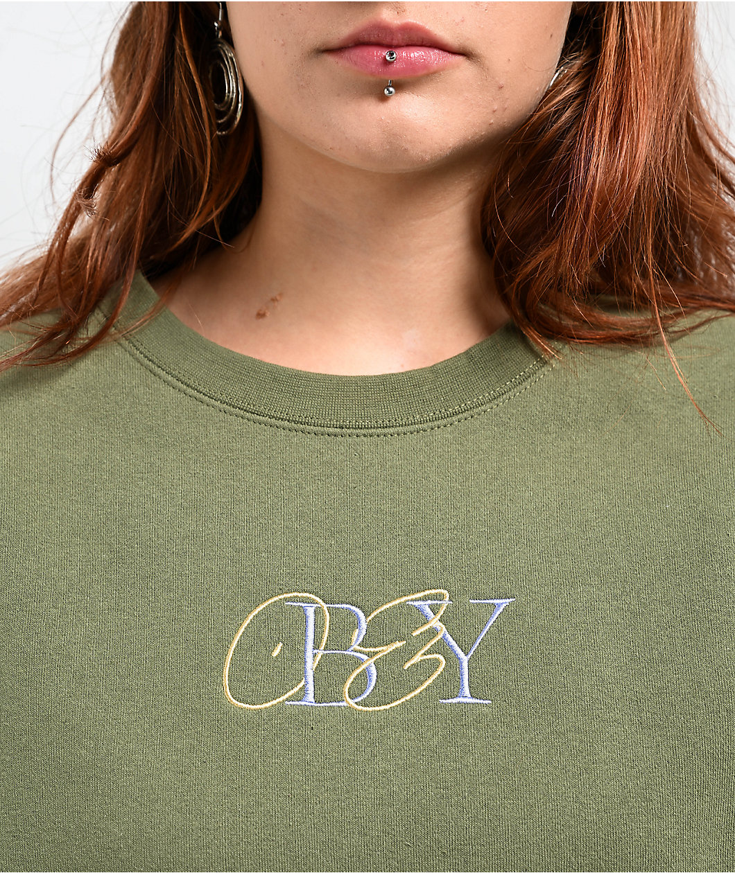 Obey Type Mix Olive Crewneck Sweatshirt