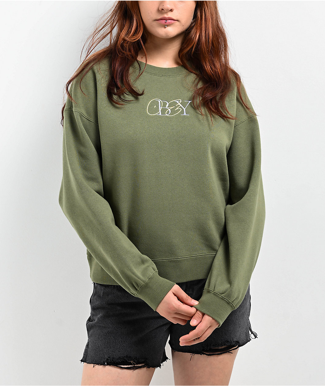 Obey Type Mix Olive Crewneck Sweatshirt