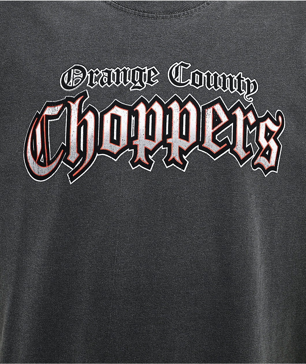 Orange County Choppers Black And Red Spade Grey Wash Boxy T-Shirt