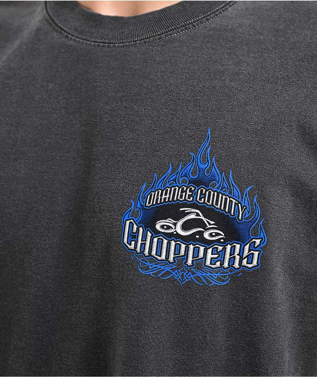 Orange County Choppers Flaming Spade Grey Wash T-Shirt