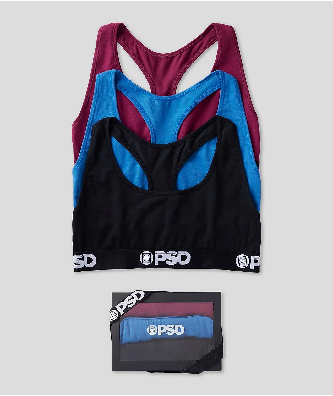 PSD Tones Black, Blue & Red 3 Pack Sports Bras