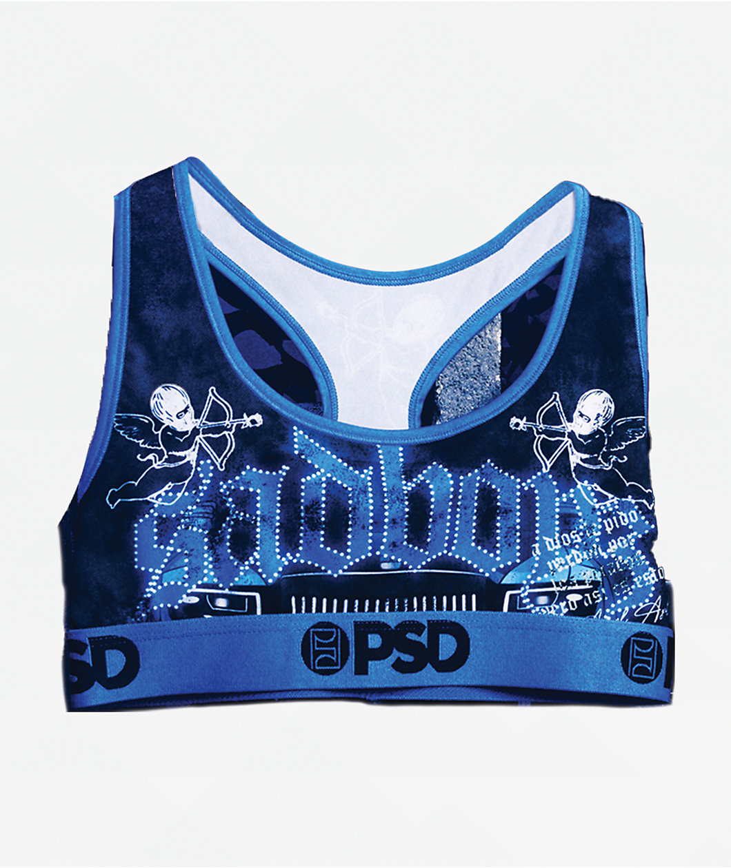 PSD x SAD BOYZ by Junior H Azul Angel Sports Bra