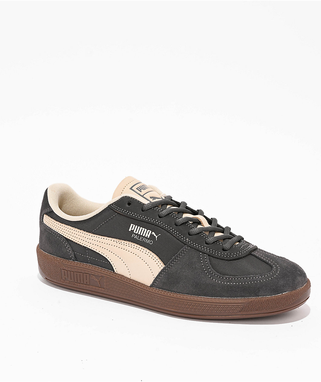 PUMA Palermo Pop Dark Sky Grey & Desert Dune Shoes