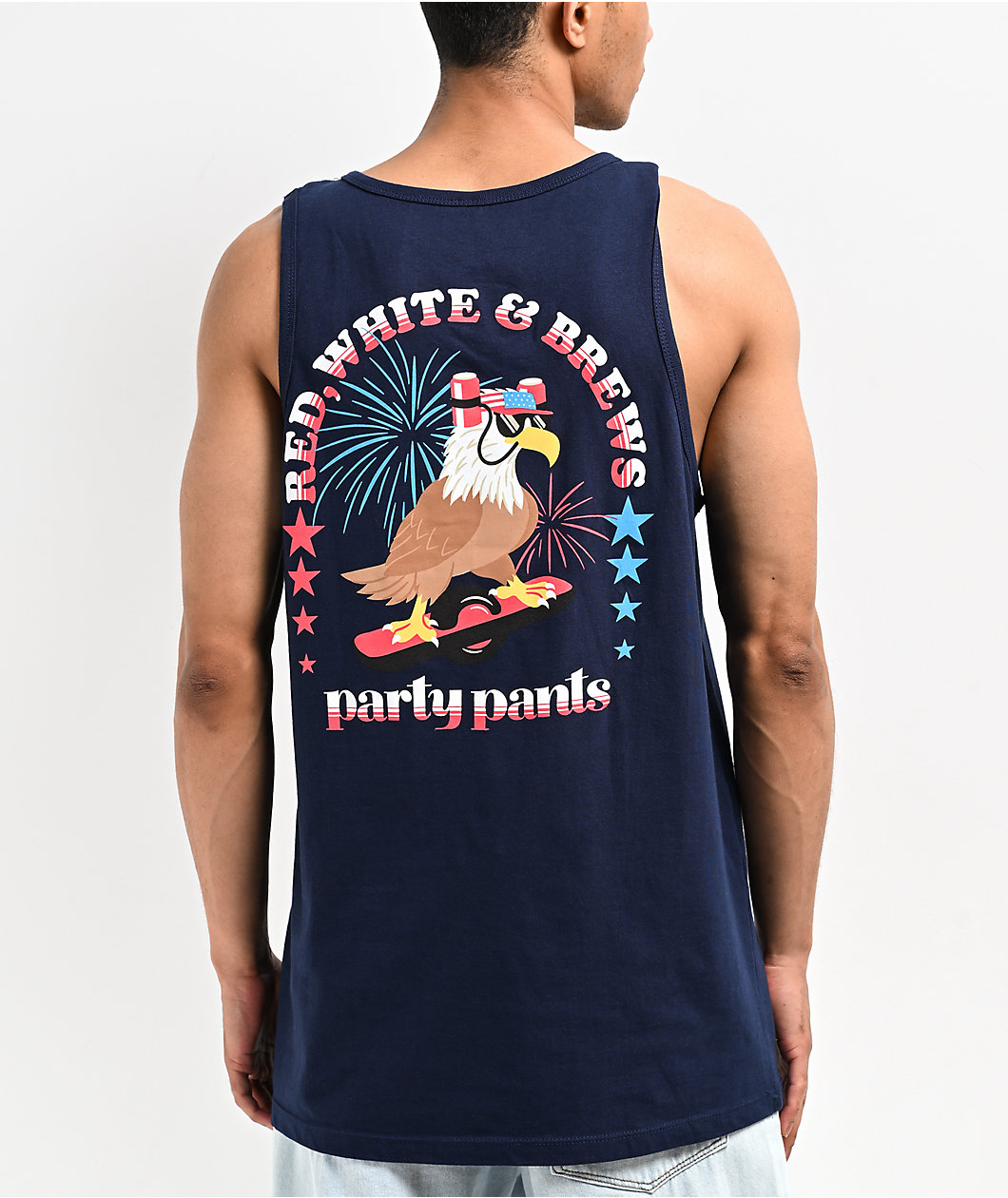 Party Pants Shred Eagle Navy Tank Top