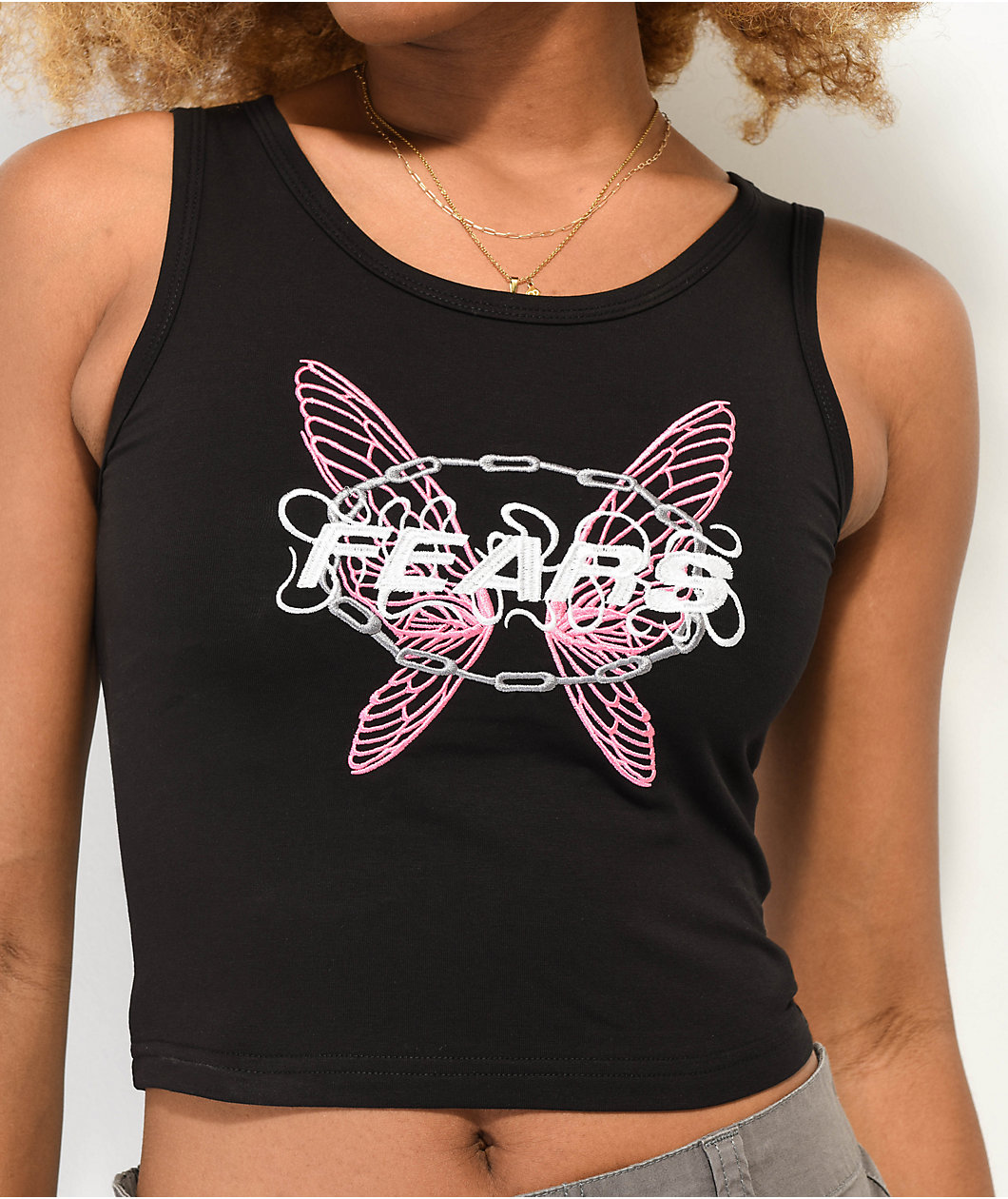 Personal Fears Fairy Black Crop Tank Top