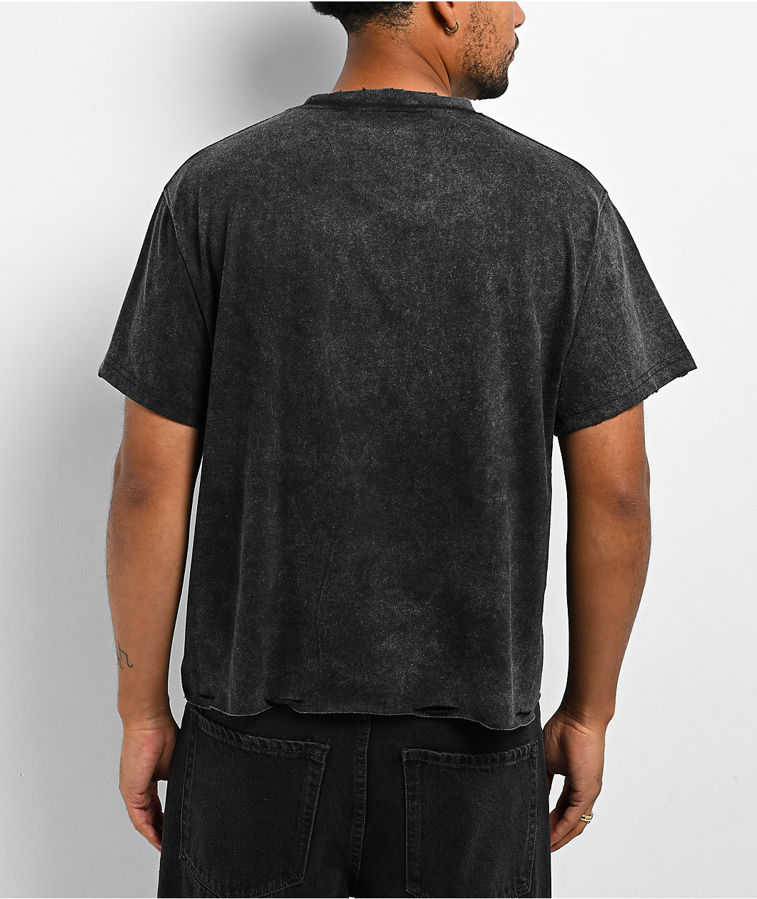 Personal Fears Hardcore Distressed Black Wash Cropped T-Shirt