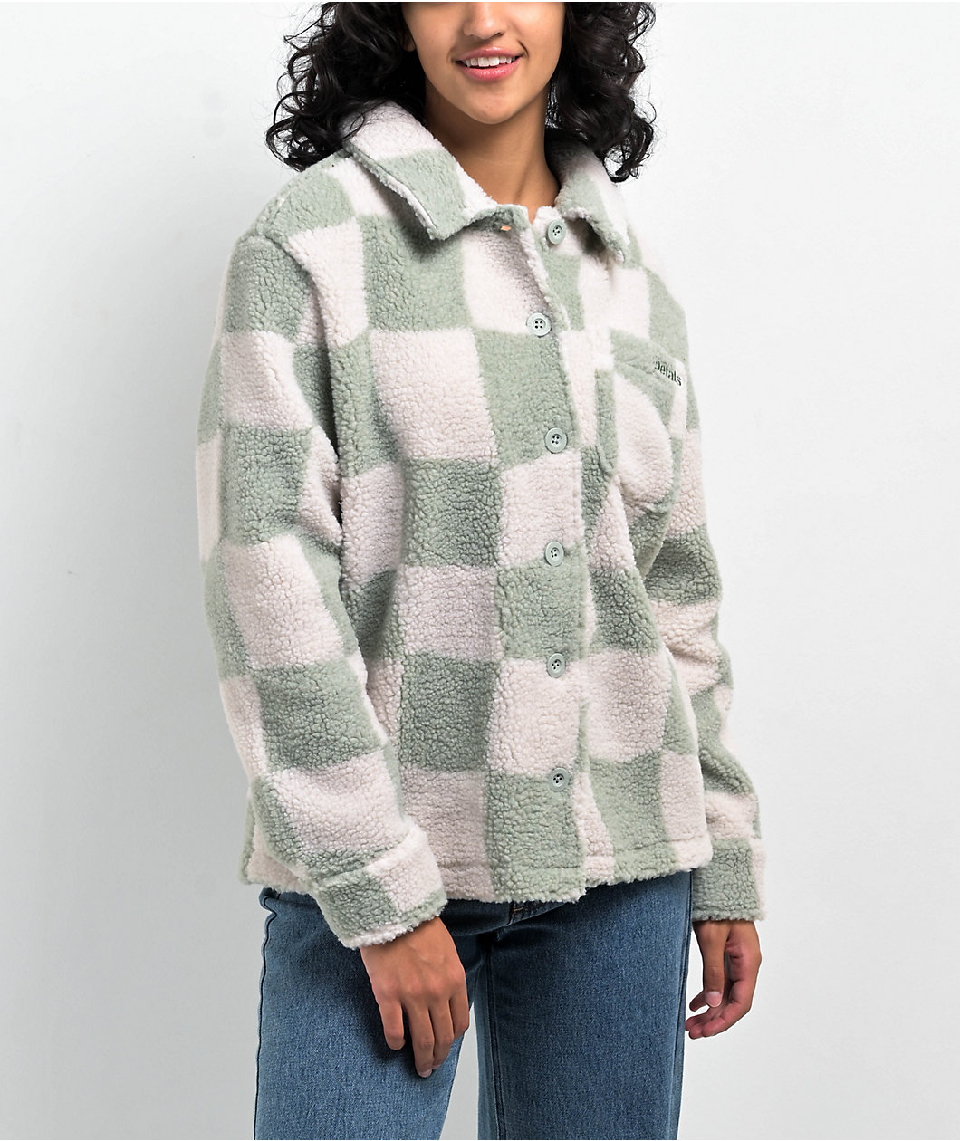 Petals by Petals & Peacocks District Sherpa White & Green Jacket 