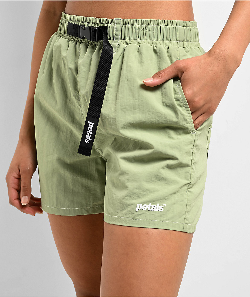 Petals by Petals and Peacocks Cruise Sage Green Tech Shorts