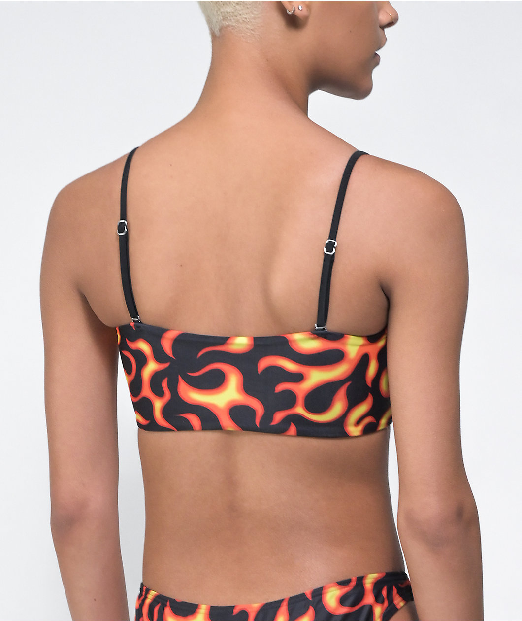 Petals by Petals and Peacocks Flames Black Bandeau Bikini Top