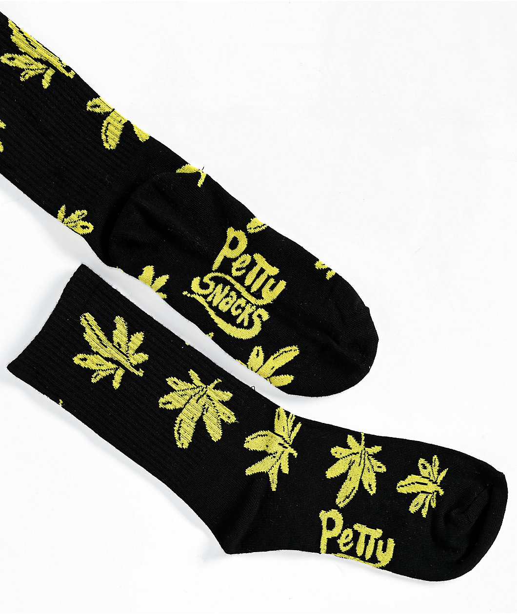 Petty Snacks Sweet Leaf Black Crew Socks