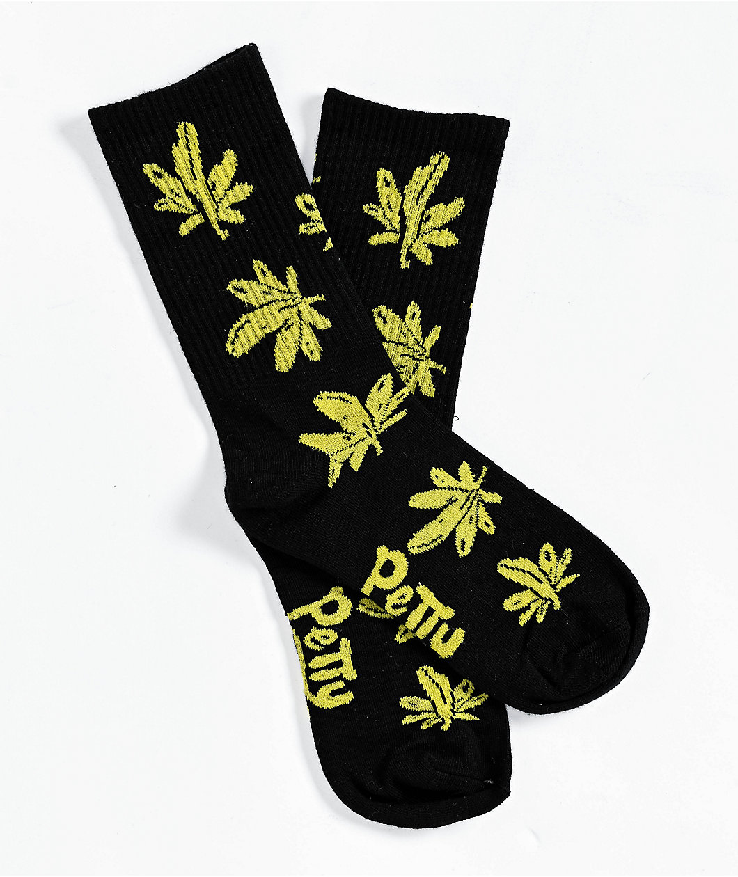 Petty Snacks Sweet Leaf Black Crew Socks