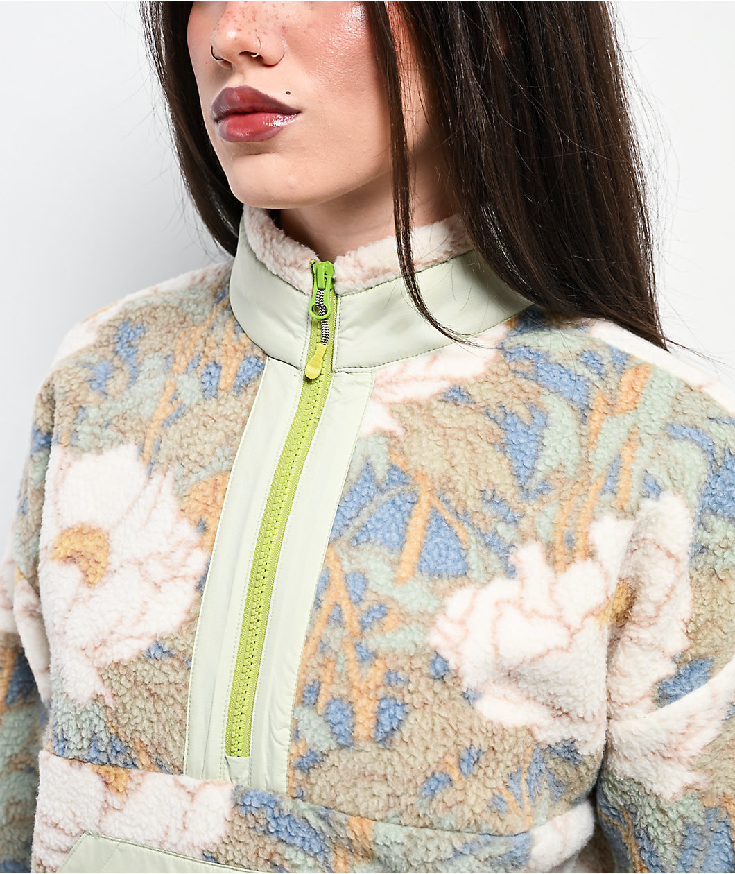 Picture Zelkova Timeless Flower Quarter Zip Sherpa Jacket