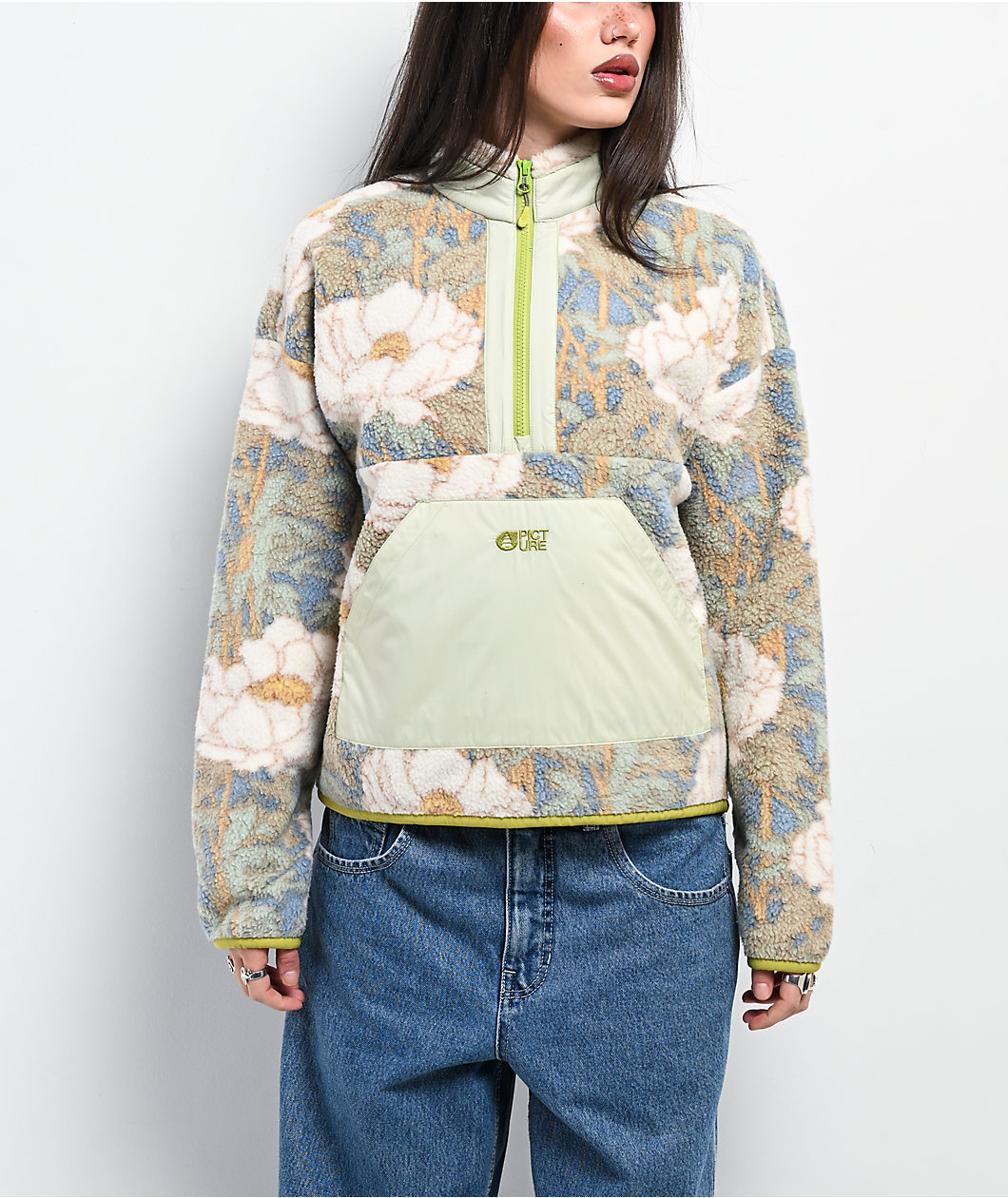 Picture Zelkova Timeless Flower Quarter Zip Sherpa Jacket