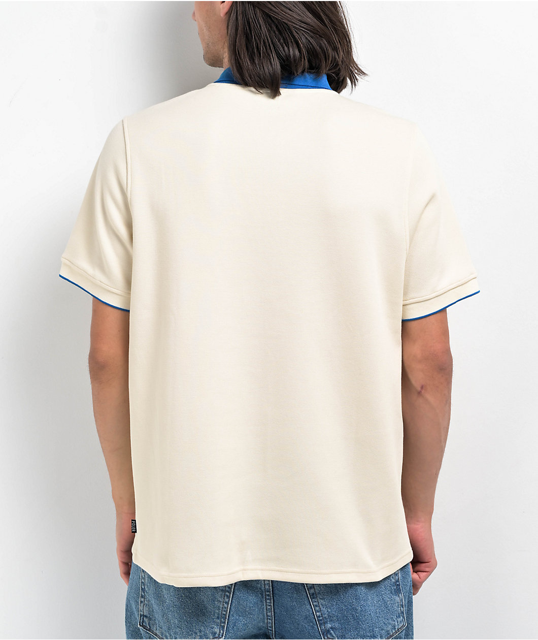 Poler Hortons Cream & Blue Polo Shirt