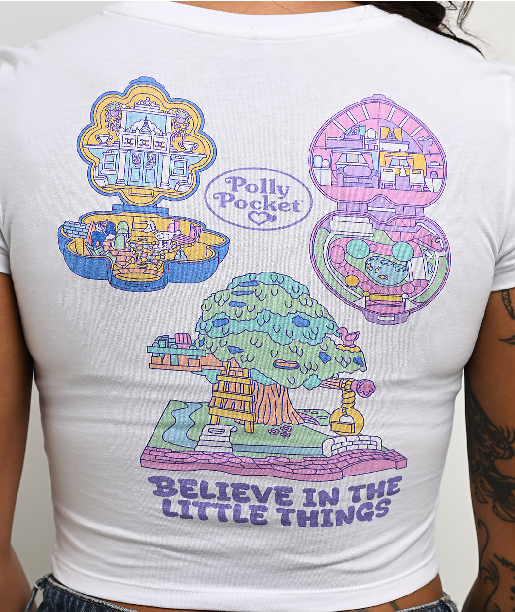 Polly Pocket Believe White Crop T-Shirt