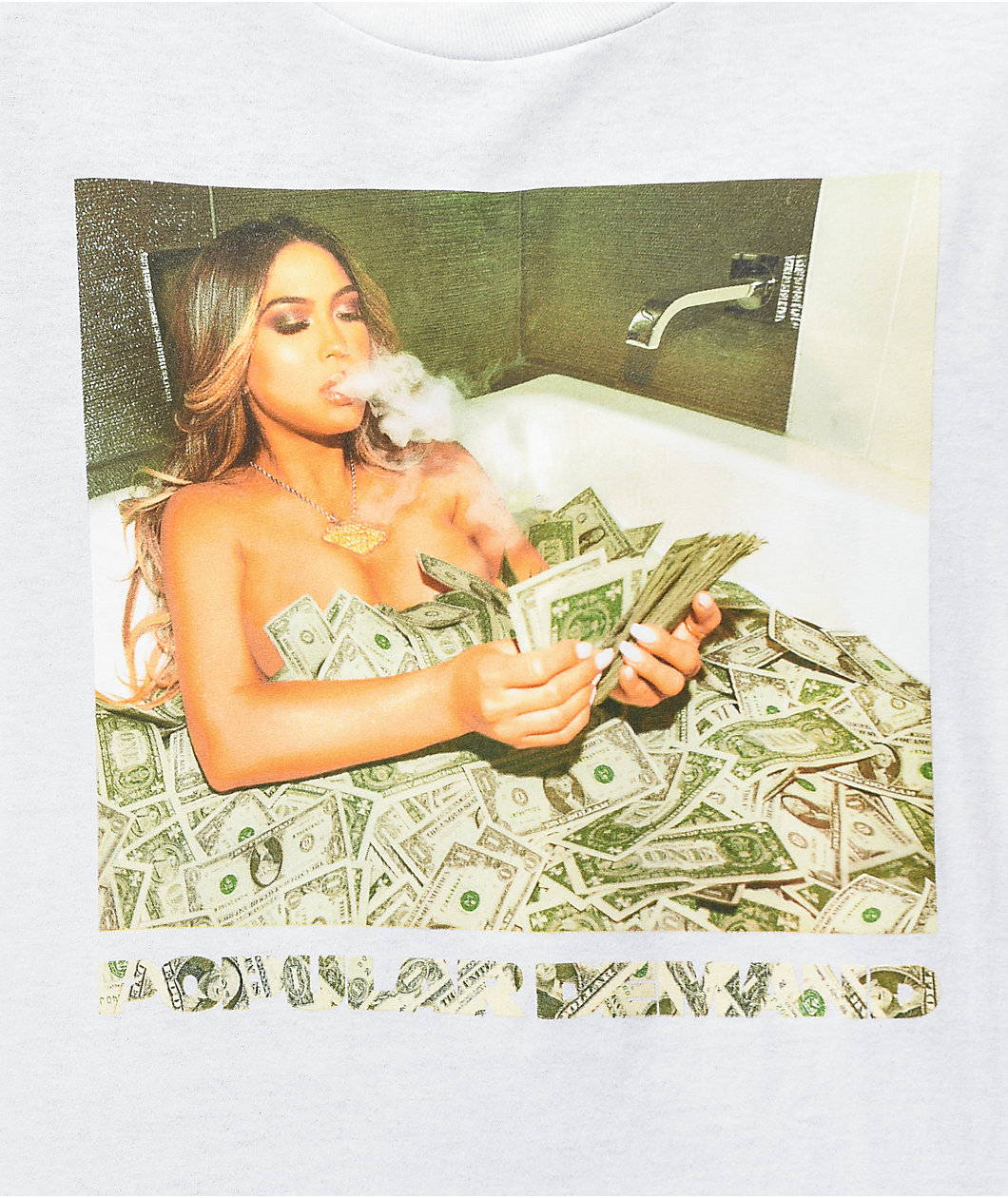 Popular Demand Money Bath White Long Sleeve T-Shirt