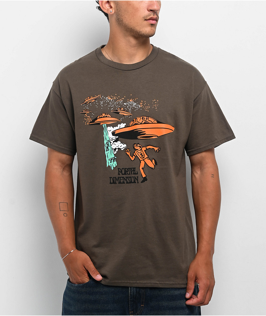 Portal Dimension UFO Dark Green T-Shirt
