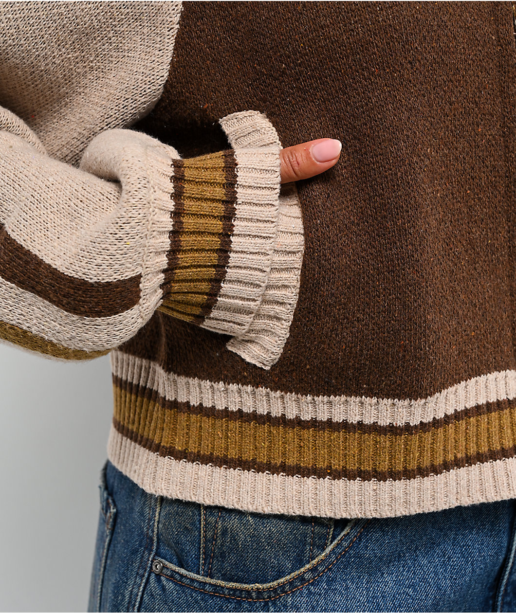 Pretty Garbage Adriana Brown Zip Sweater