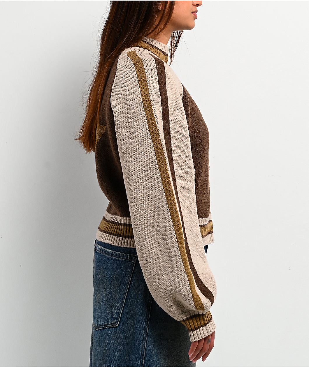 Pretty Garbage Adriana Brown Zip Sweater