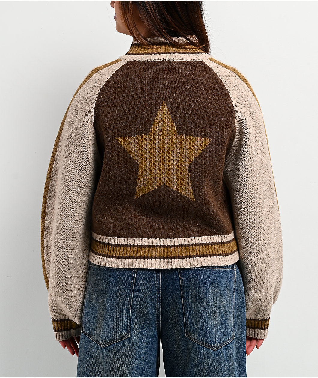 Pretty Garbage Adriana Brown Zip Sweater