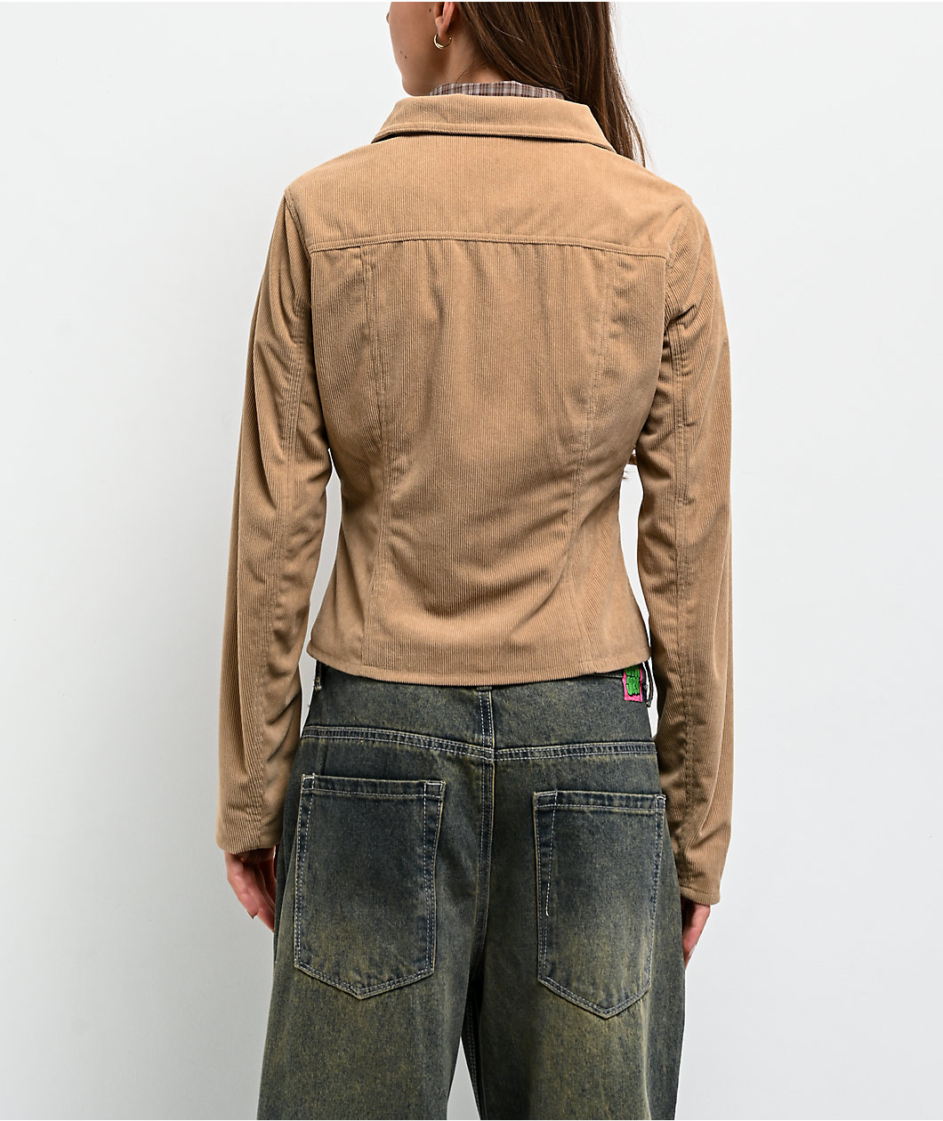 Pretty Garbage Jinny Khaki Corduroy Crop Jacket