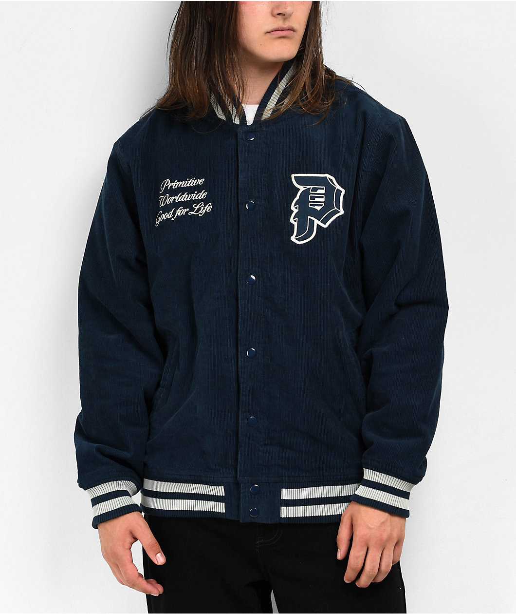 Primitive Bradford Blue Corduroy Varsity Jacket