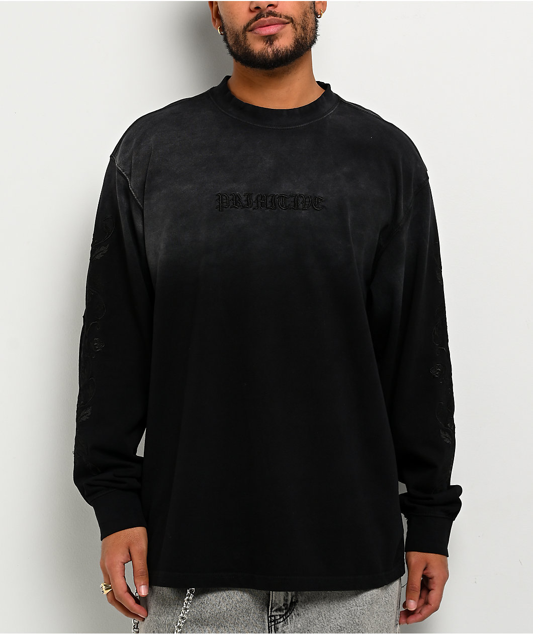 Primitive Nightfall Black Wash Heavyweight Long Sleeve T-Shirt