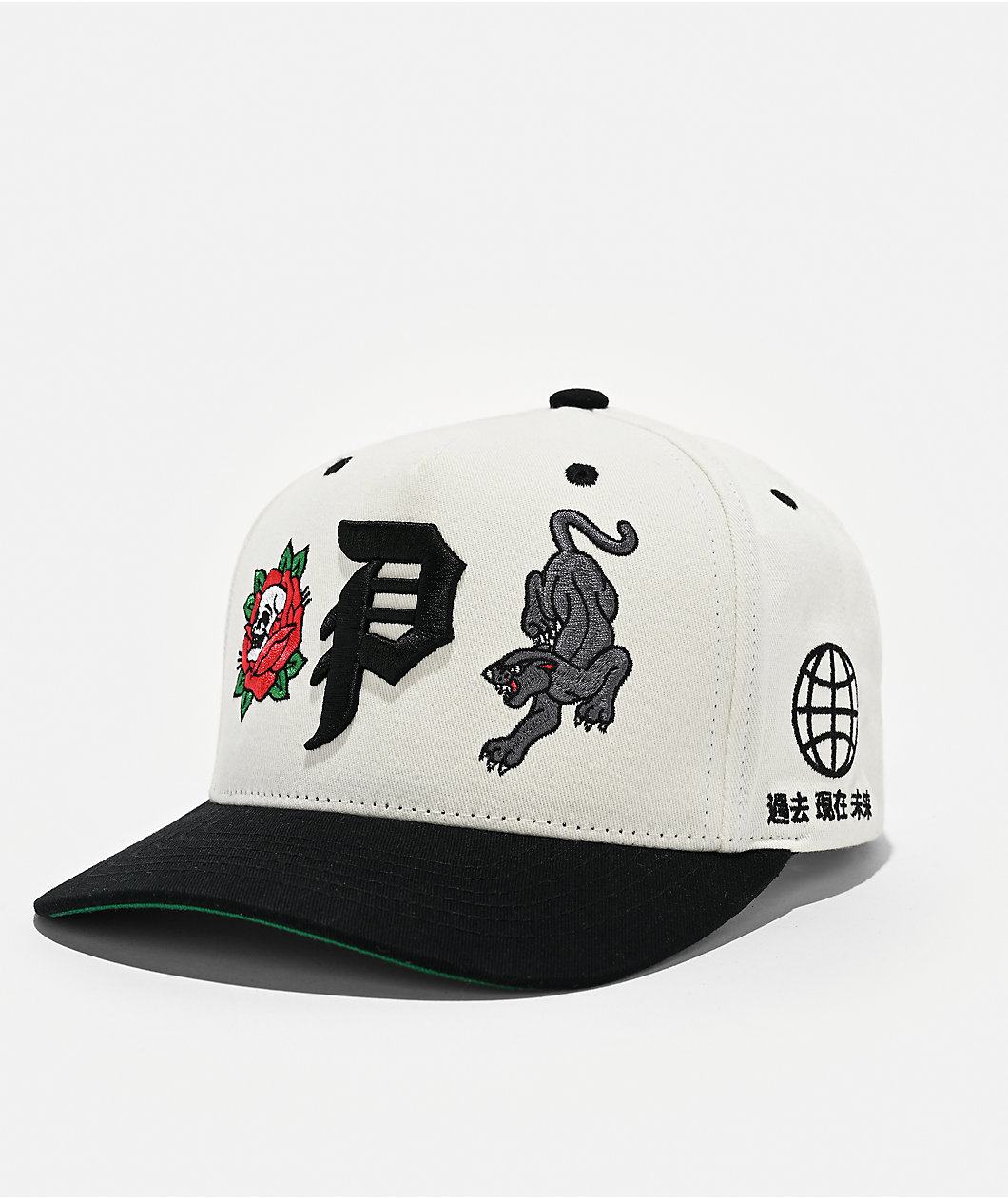 Primitive Outsider White & Black Snapback Hat