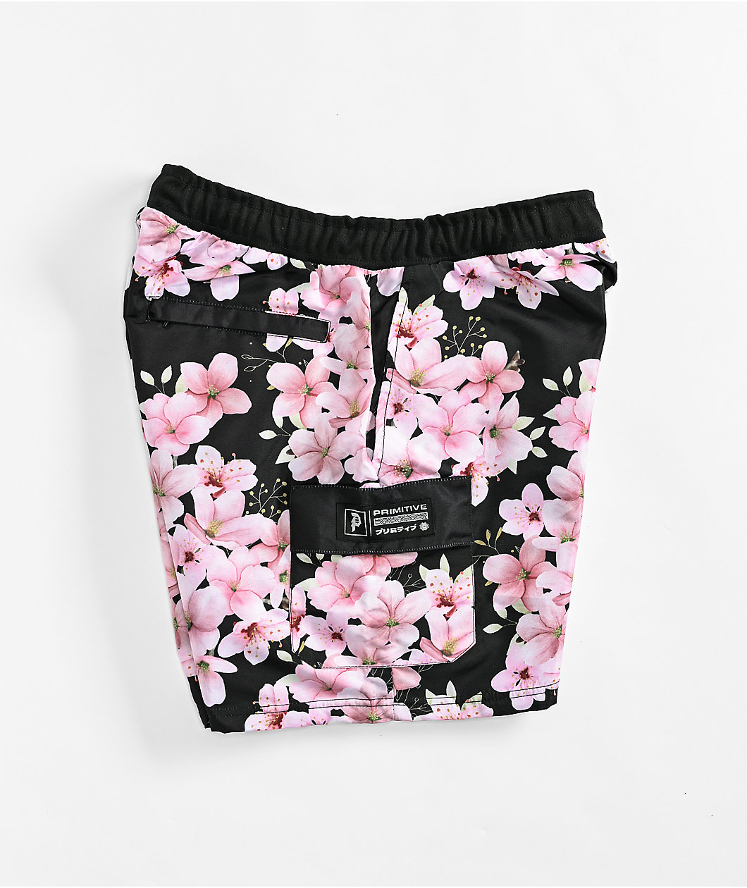 Primitive Sakura Black & Pink Elastic Waist Shorts