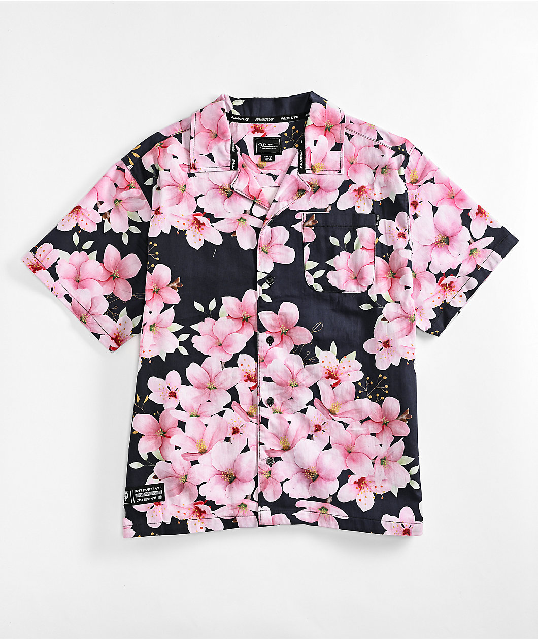 Primitive Sakura Black & Pink Short Sleeve Shirt